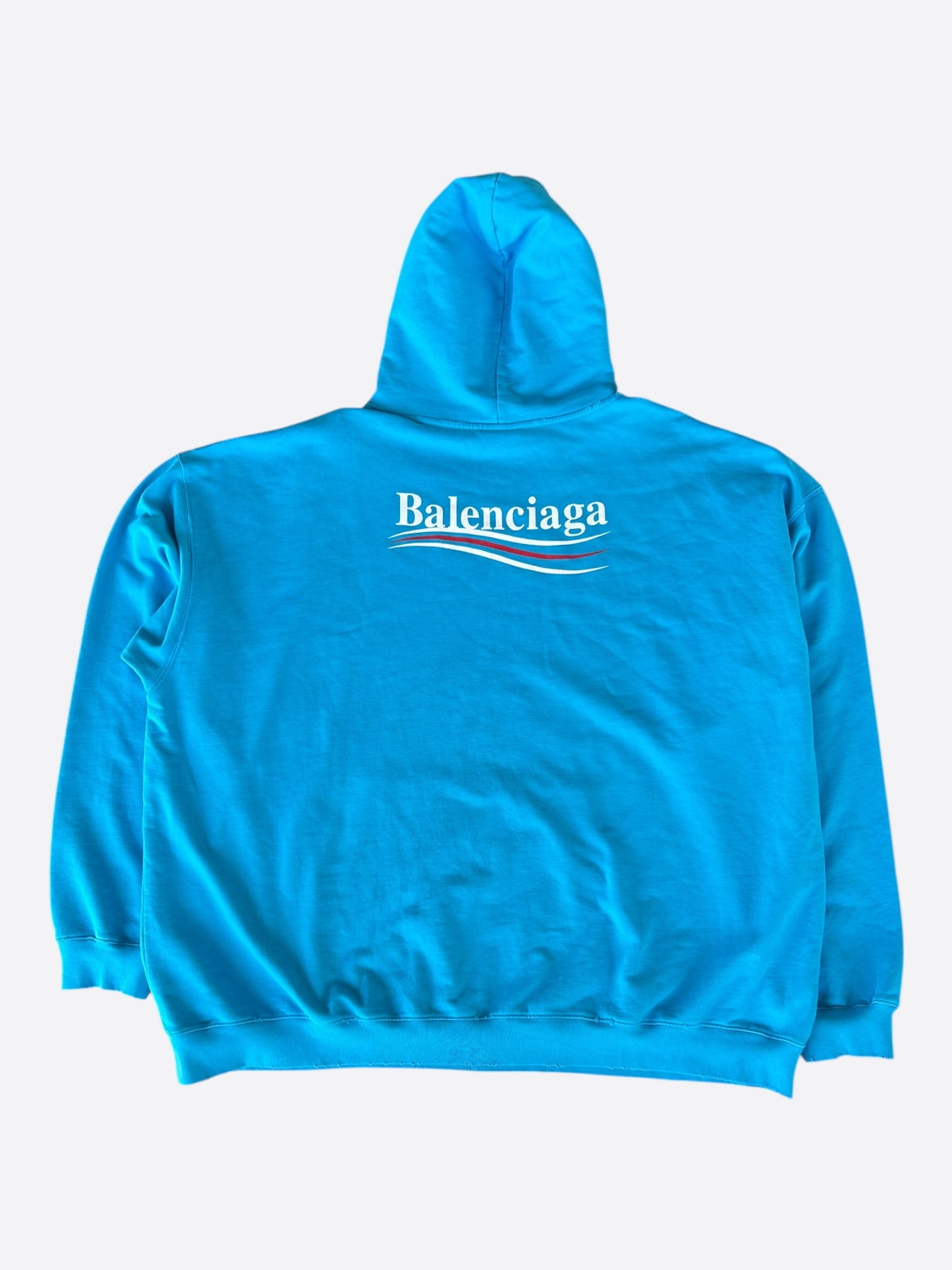 Balenciaga Blue & White Campaign Logo Hoodie