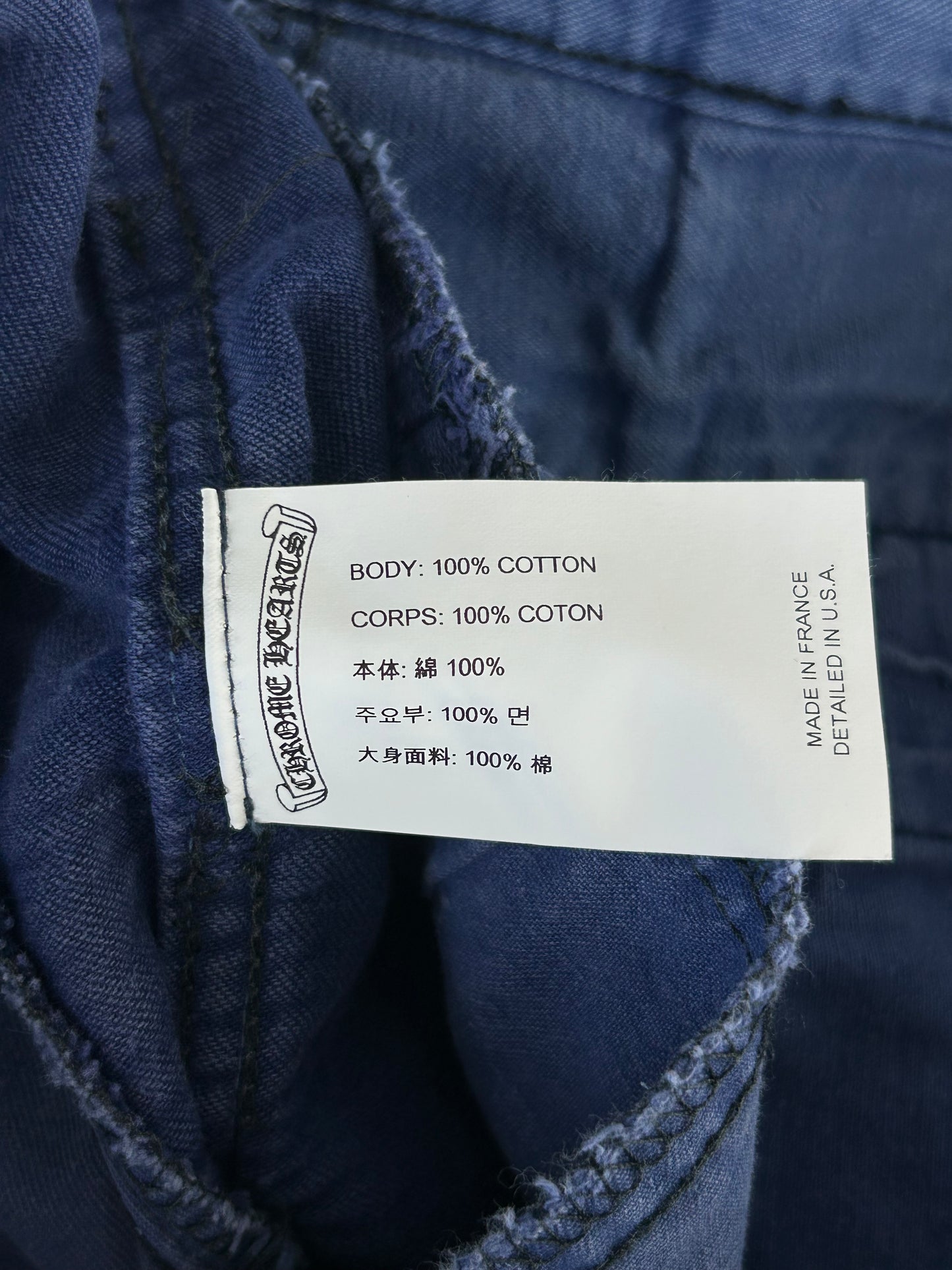 Chrome Hearts Blue Cross Patch Vintage French Work Pants