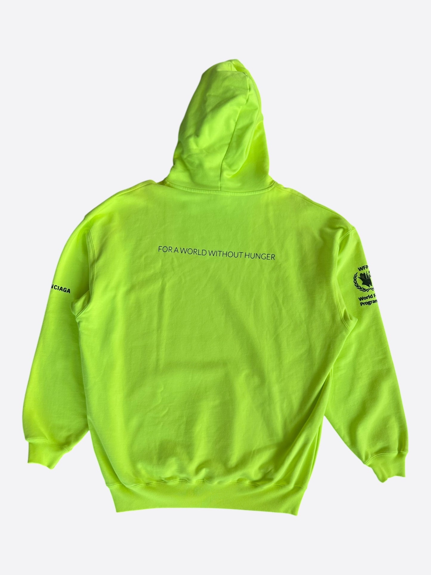 Balenciaga Neon Green & Black World Food Programme Logo Hoodie