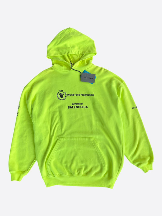 Balenciaga Neon Green & Black World Food Programme Logo Hoodie