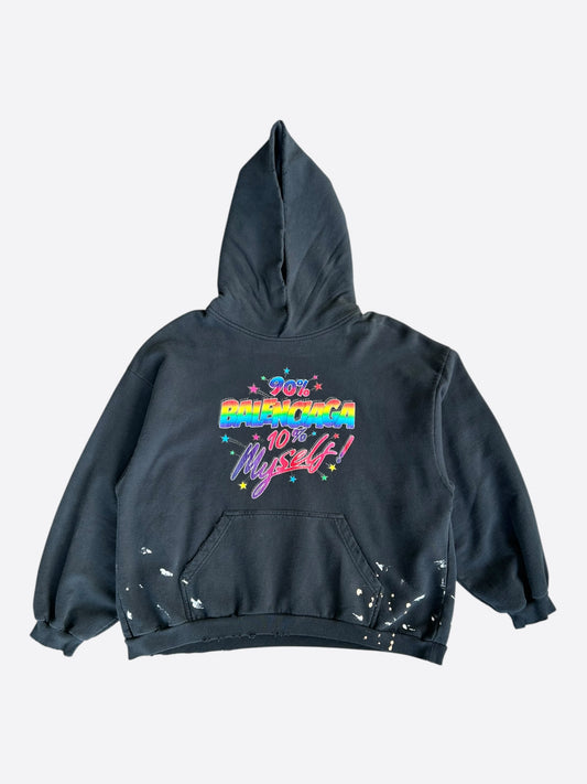 Balenciaga Black & Rainbow Graffiti Logo Hoodie