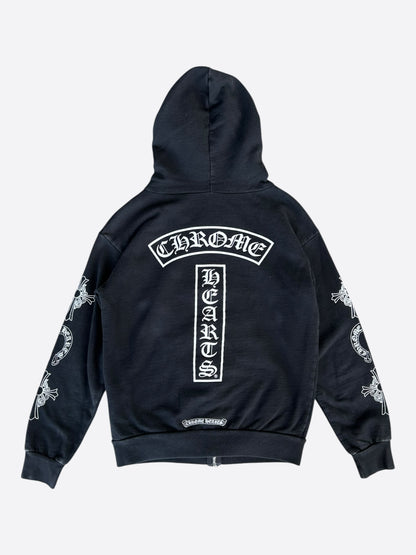 Chrome Hearts Black & White Multi Logo Zip Up Hoodie