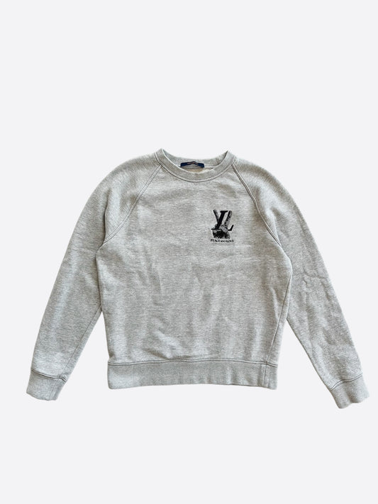 Louis Vuitton Grey Peace & Love Logo Embroidered Sweater