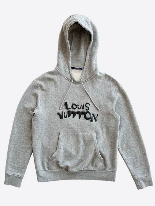 Louis Vuitton Grey & Black Graffiti Spray Hoodie