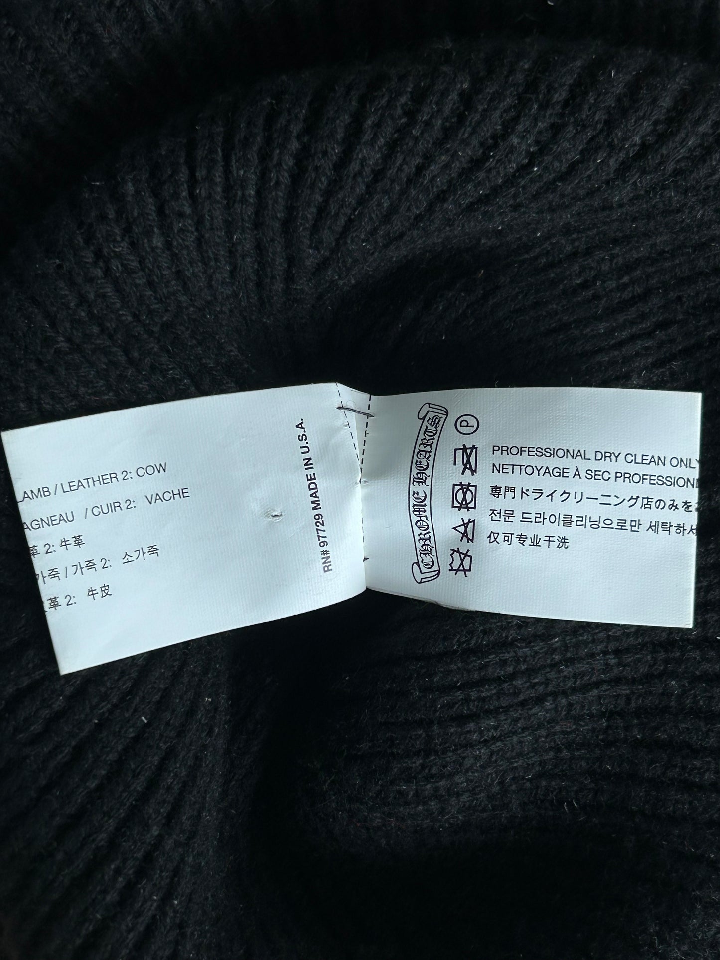 Chrome Hearts Matty Boy Black & Silver Chomper Patch Cashmere Beanie