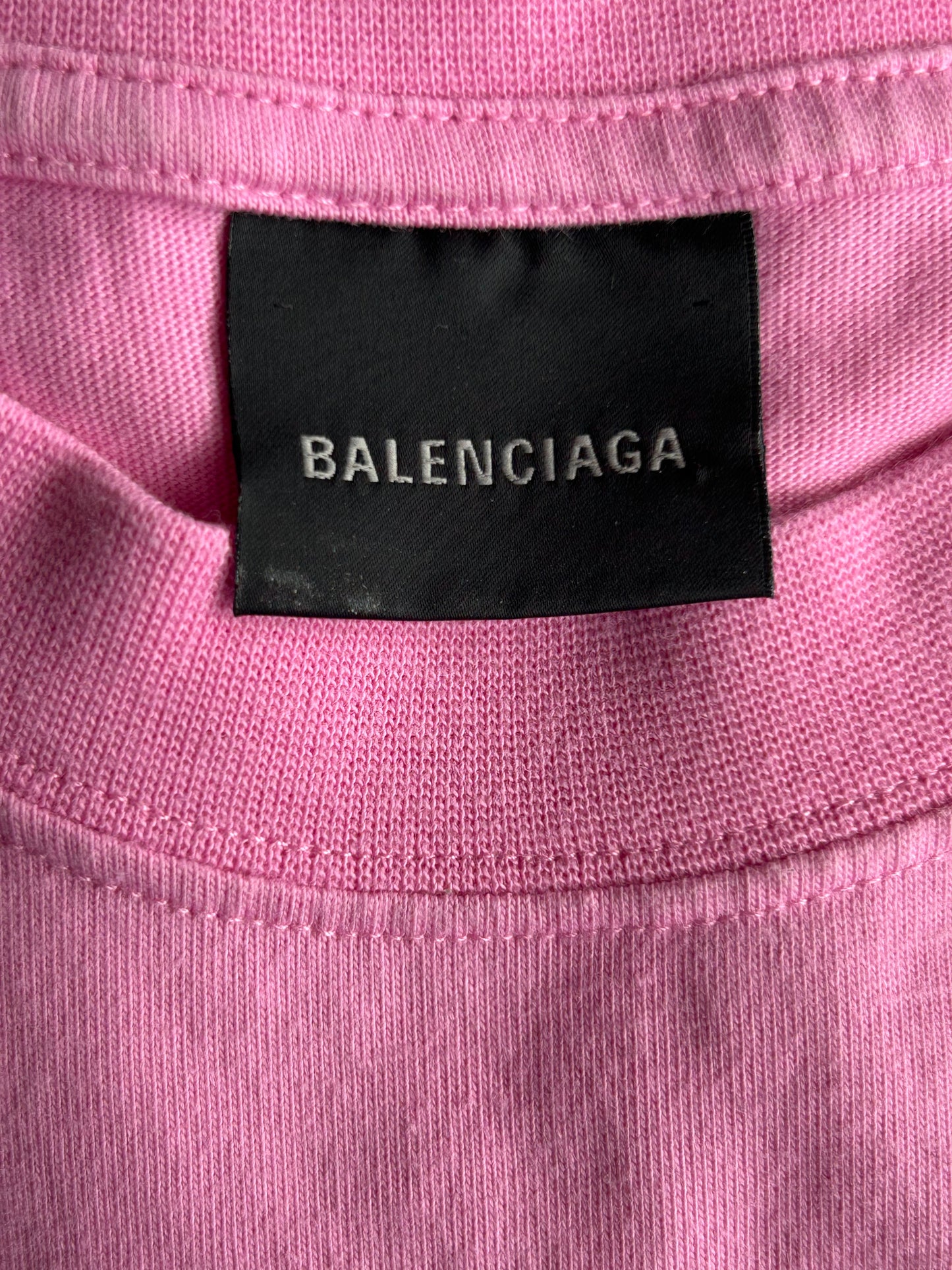 Balenciaga Pink & Black Sharpie Logo T-Shirt