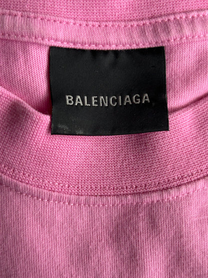 Balenciaga Pink & Black Sharpie Logo T-Shirt