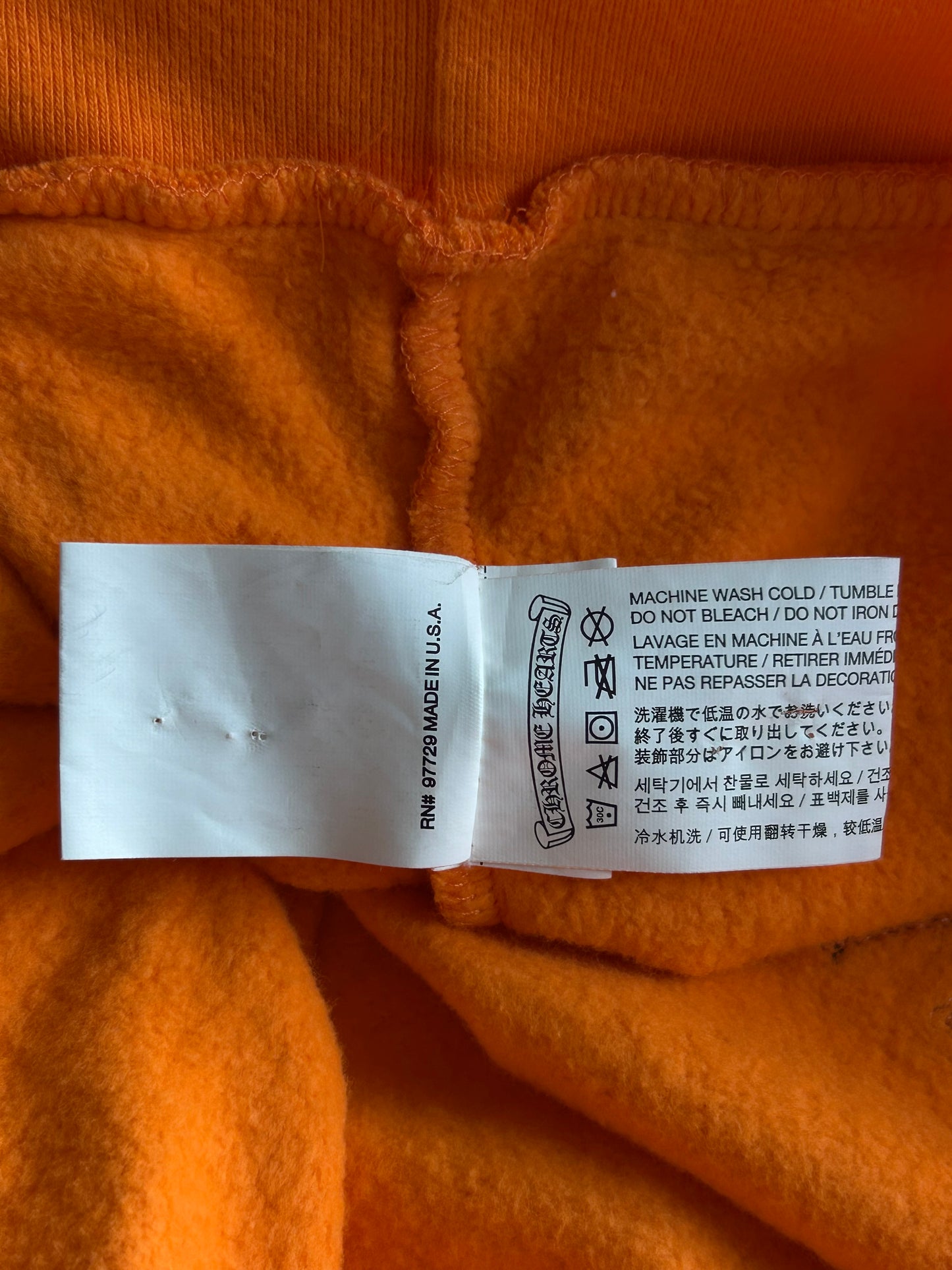 Chrome Hearts Off-White Orange & Black Cross Patch Hoodie