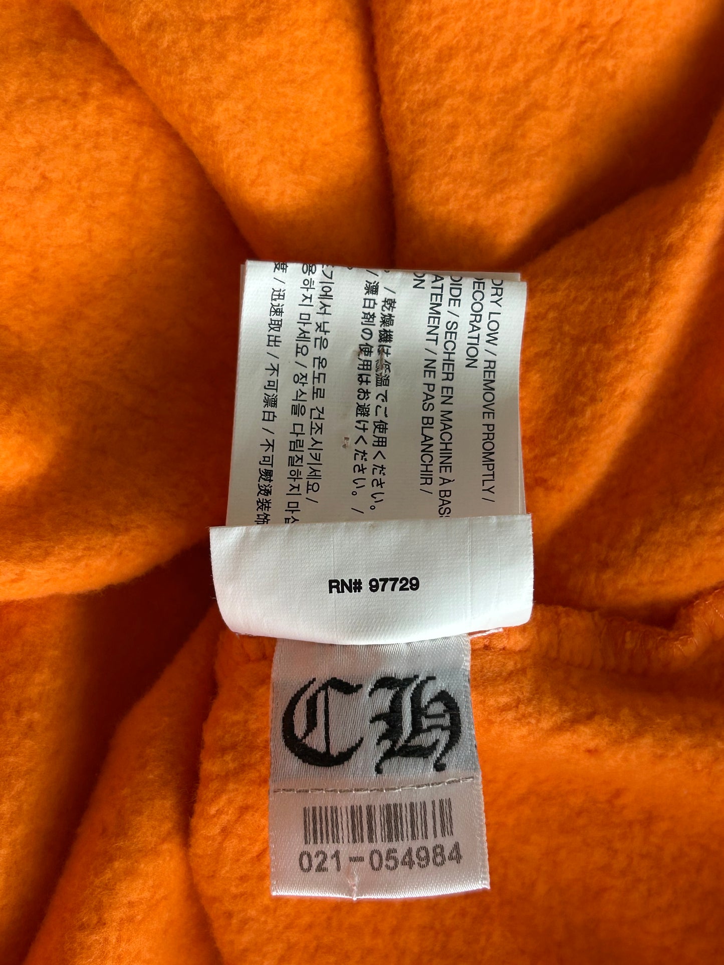 Chrome Hearts Off-White Orange & Black Cross Patch Hoodie