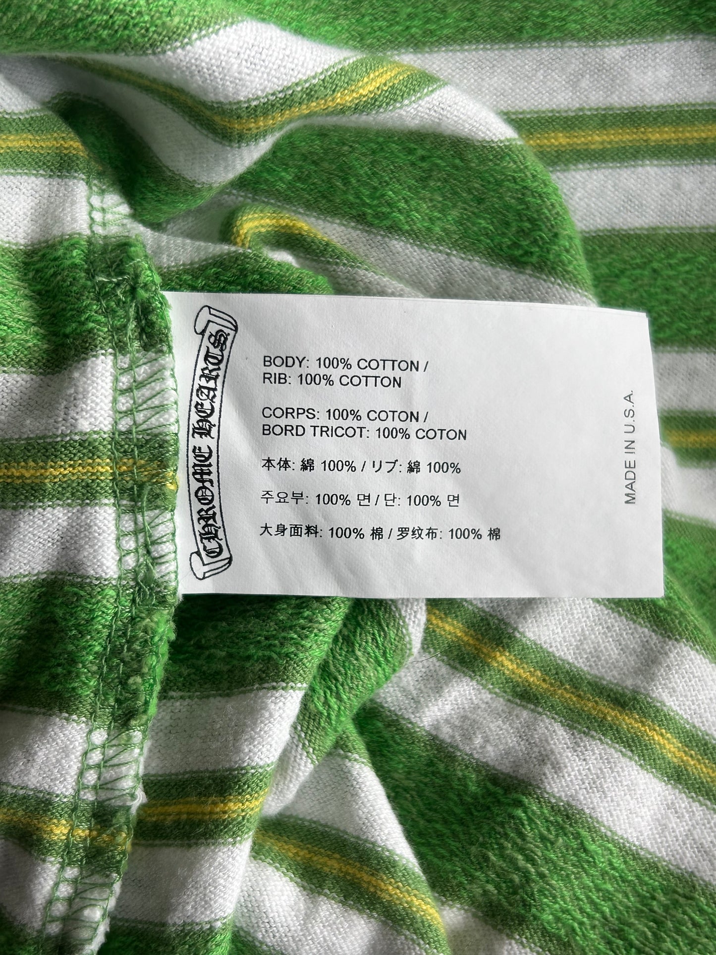 Chrome Hearts Green & White Striped T-Shirt