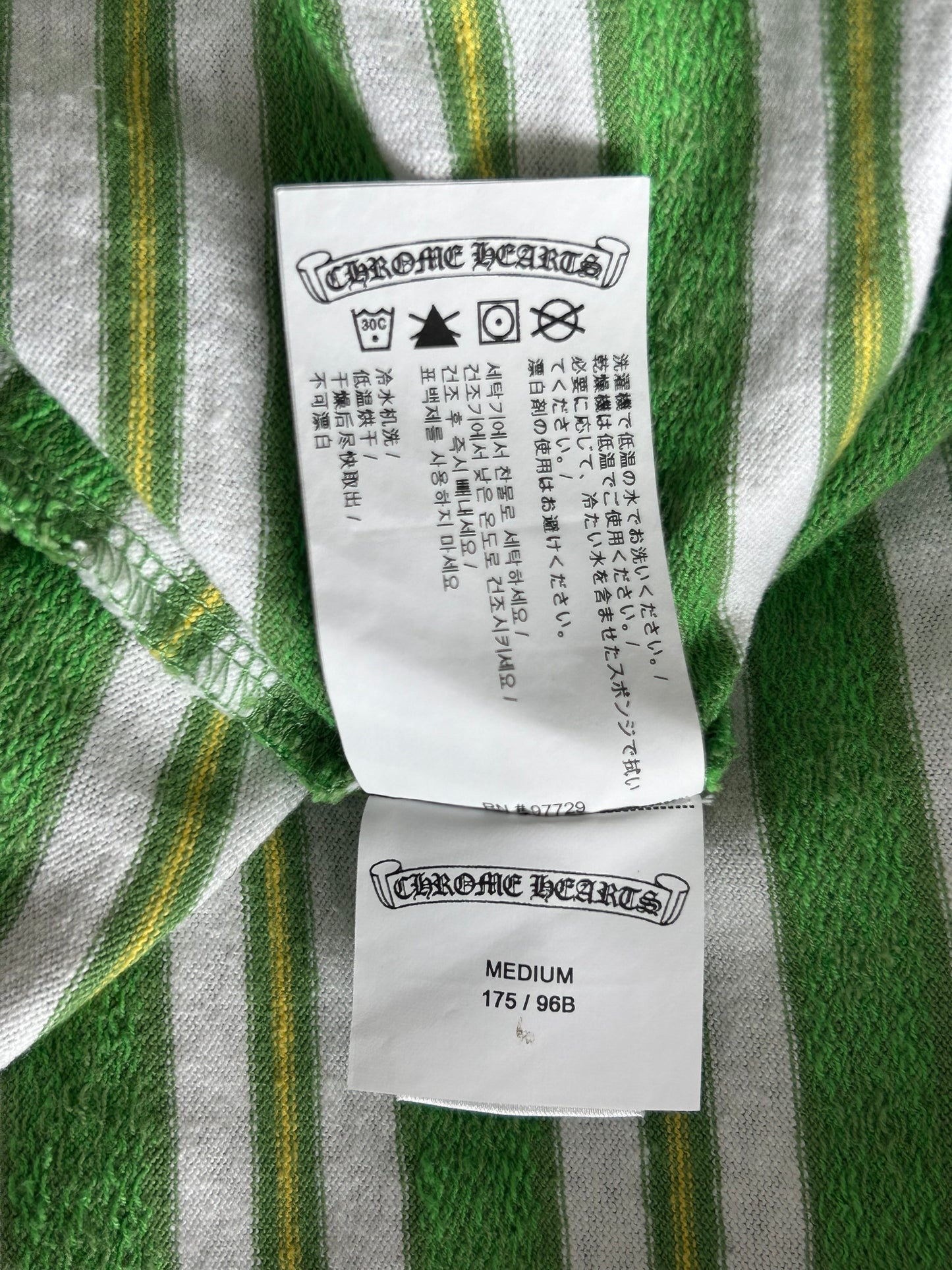 Chrome Hearts Green & White Striped T-Shirt