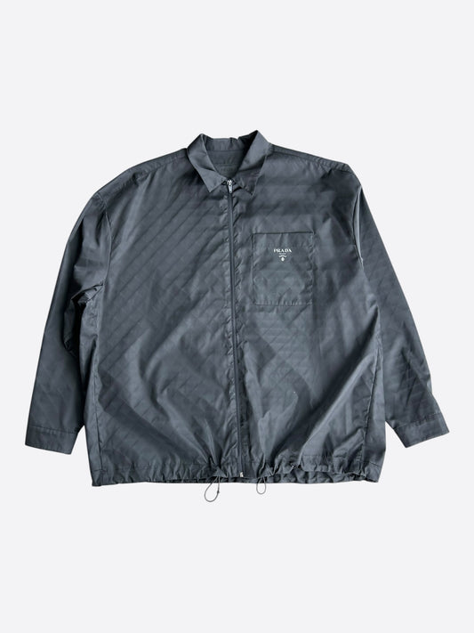 Prada Black Jacquard Logo Windbreaker