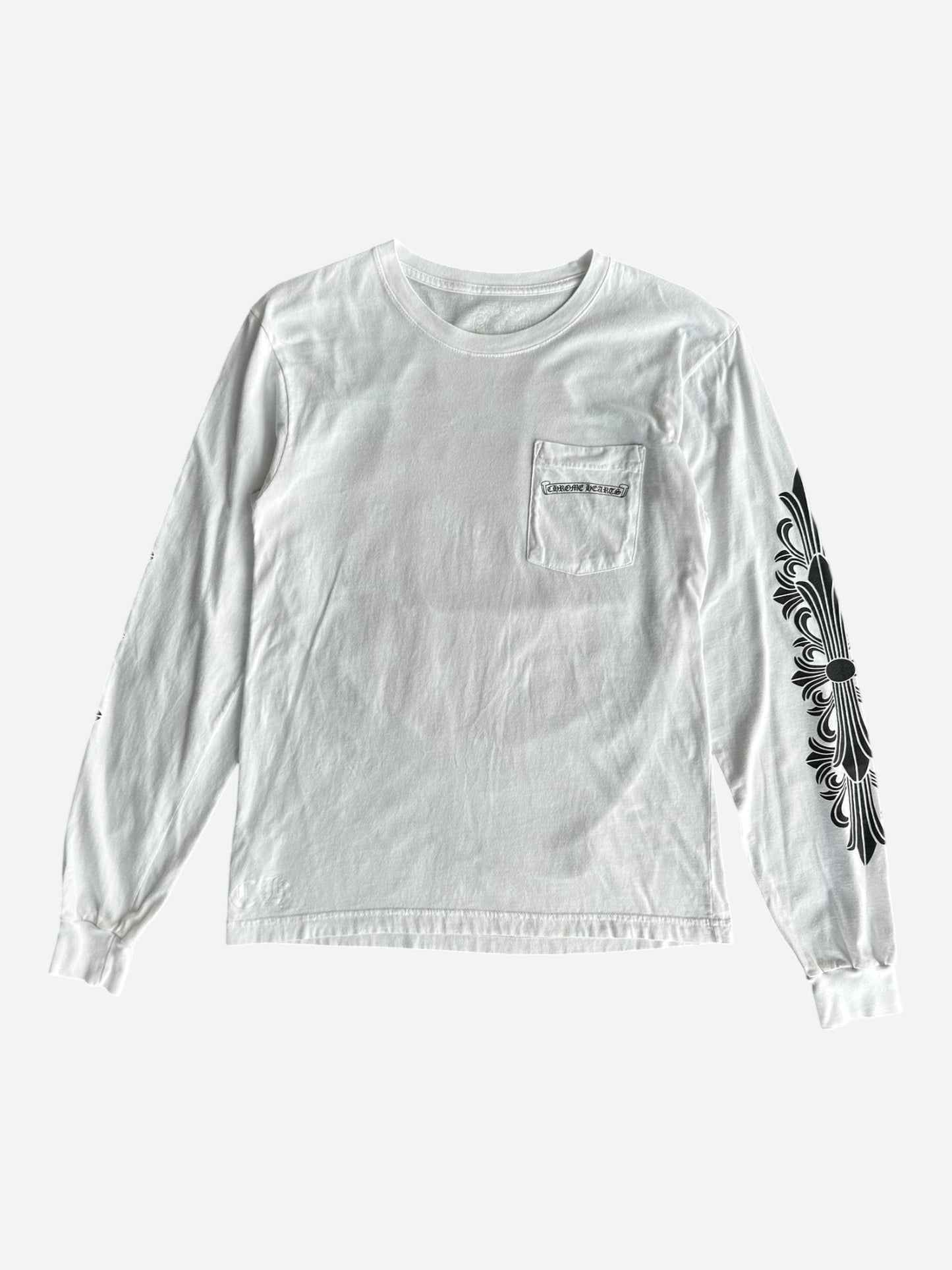 Chrome Hearts White & Black Dagger Logo Longsleeve T-Shirt