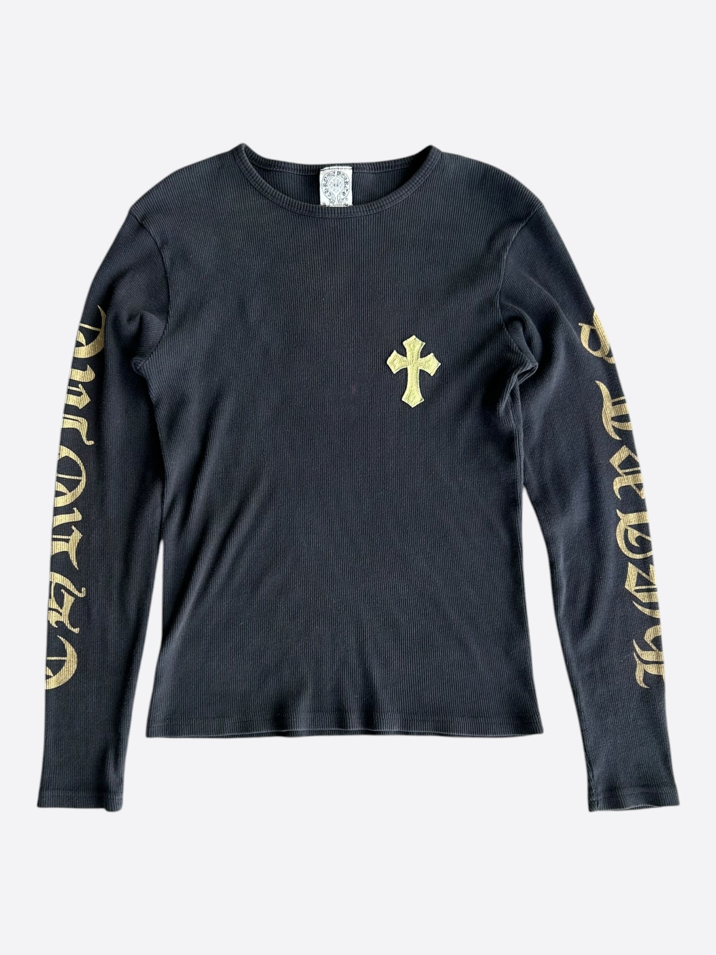 Chrome Hearts Black & Yellow Cross Patch Thermal Longsleeve T-Shirt