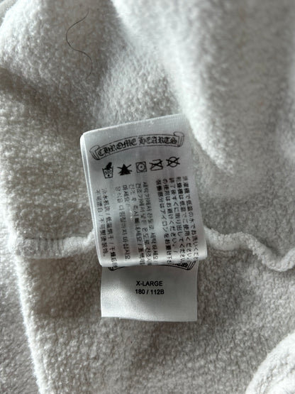Chrome Hearts White & Black Scroll Logo Zip Up Hoodie