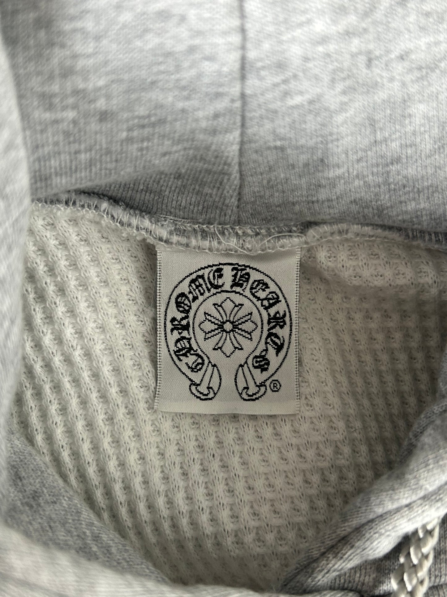 Chrome Hearts Grey & Black Scroll Logo Thermal Hoodie