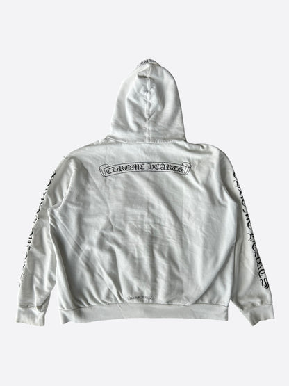 Chrome Hearts White & Black Scroll Logo Zip Up Hoodie