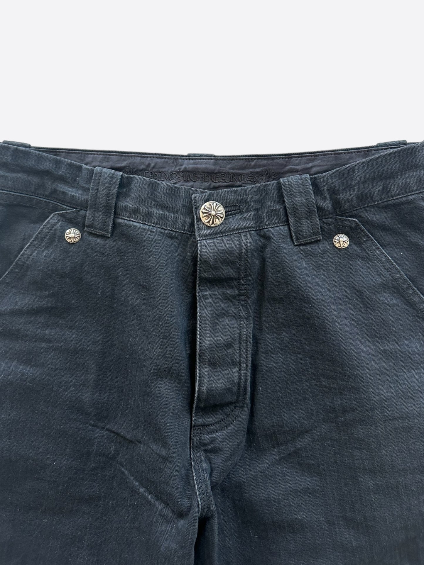 Chrome Hearts Black Herringbone Carpenter Pants