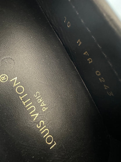 Louis Vuitton Black Embossed Monogram Hockenheim Moccasin’s