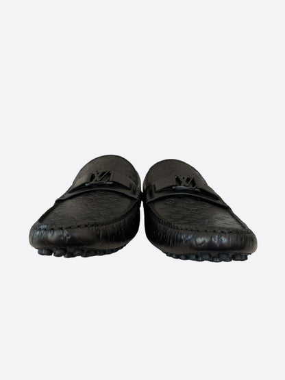 Louis Vuitton Black Embossed Monogram Hockenheim Moccasin’s