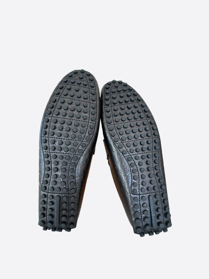 Louis Vuitton Black Embossed Monogram Hockenheim Moccasin’s