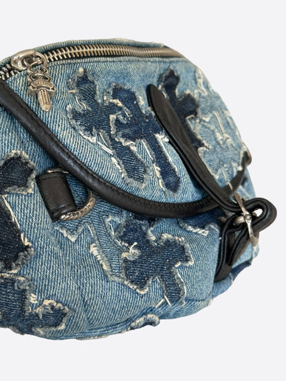 Chrome Hearts Blue Denim Embroidered Cross Patch Snat Bag