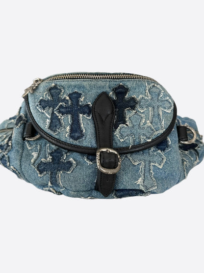 Chrome Hearts Blue Denim Embroidered Cross Patch Snat Bag