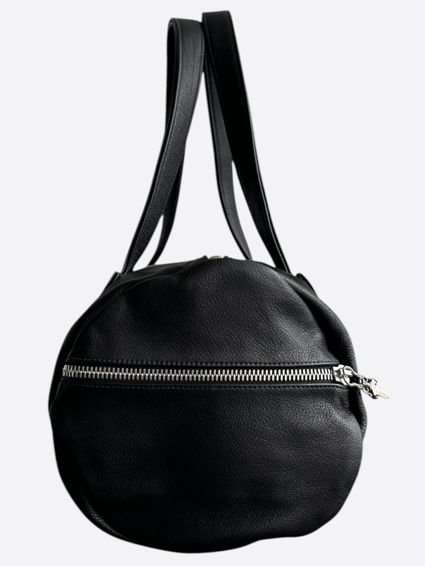 Chrome Hearts Black Leather Cross Patch Duffel Bag