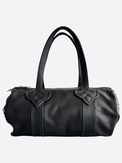 Chrome Hearts Black Leather Cross Patch Duffel Bag