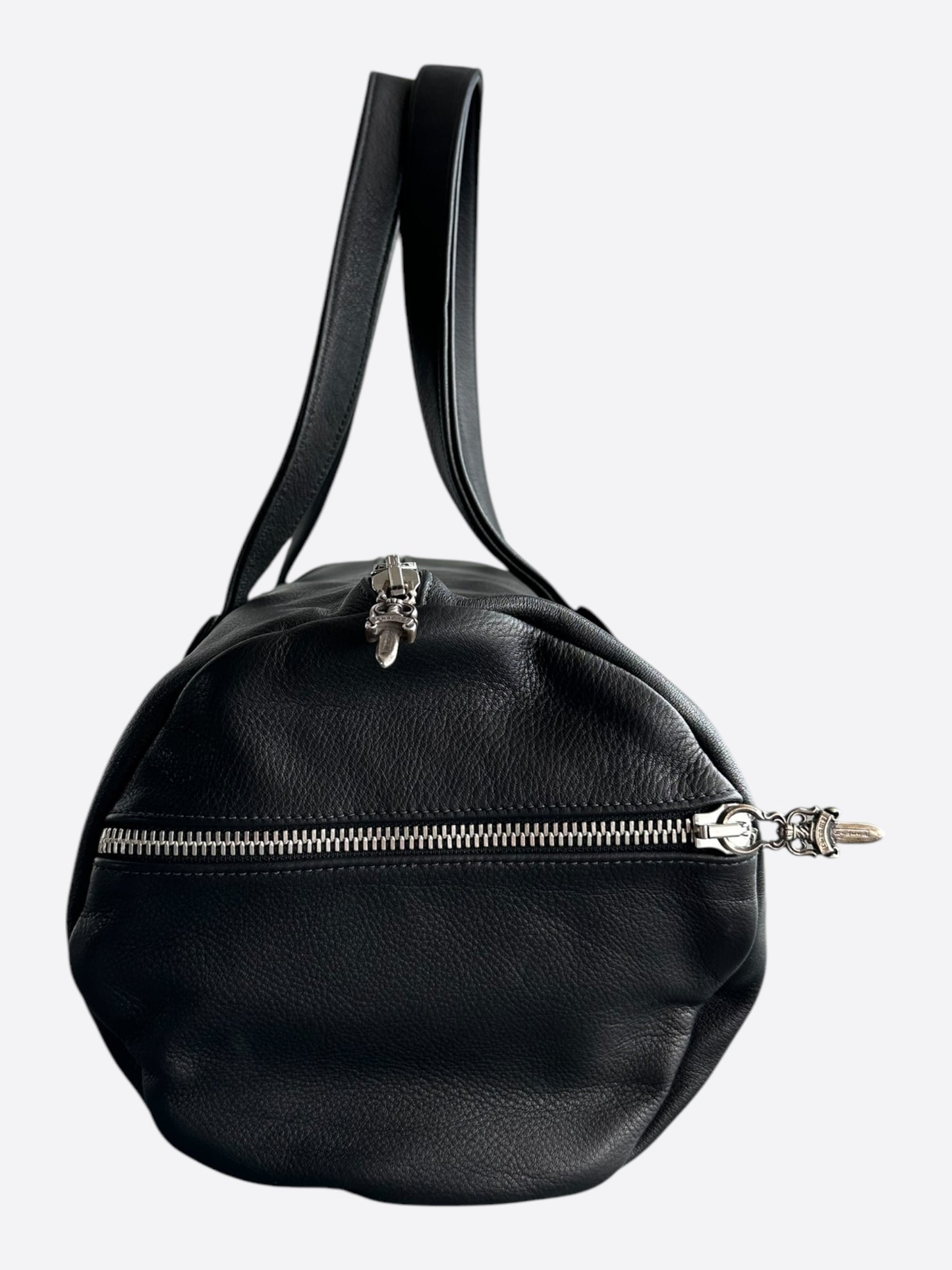 Chrome Hearts Black Leather Cross Patch Duffel Bag
