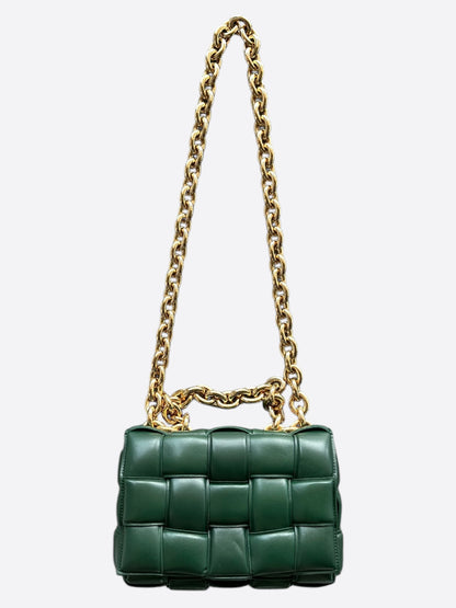 Bottega Veneta Green Intrecciato Chain Padded Cassette Bag