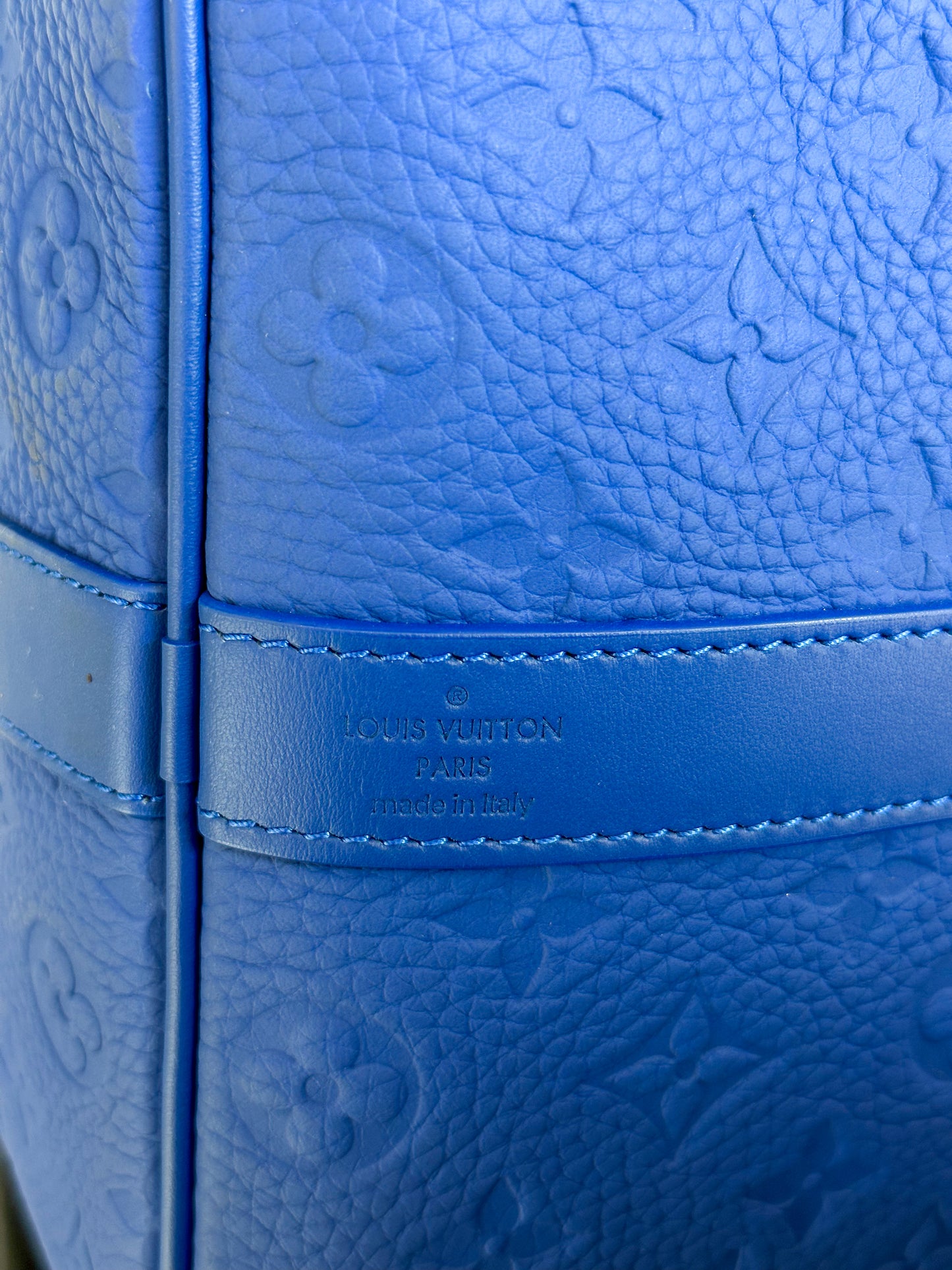 Louis Vuitton Blue Taurillon Monogram Keepall 50