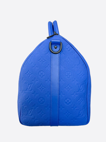 Louis Vuitton Blue Taurillon Monogram Keepall 50