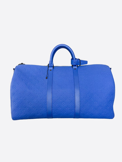 Louis Vuitton Blue Taurillon Monogram Keepall 50