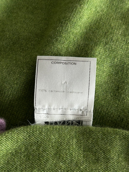 Chanel Green & Pink Embroidered Shield Logo Women's Sweater