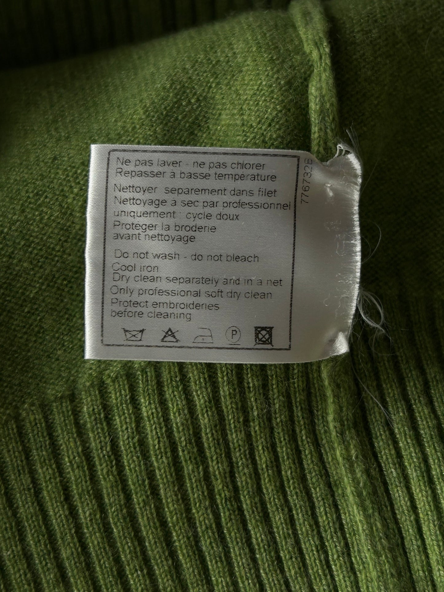 Chanel Green & Pink Embroidered Shield Logo Women's Sweater