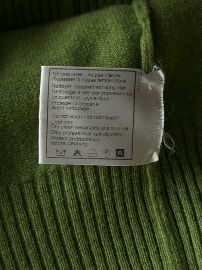 Chanel Green & Pink Embroidered Shield Logo Women's Sweater