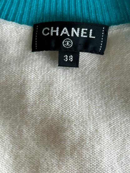 Chanel White & Turquoise La Pausa Women's Sweater