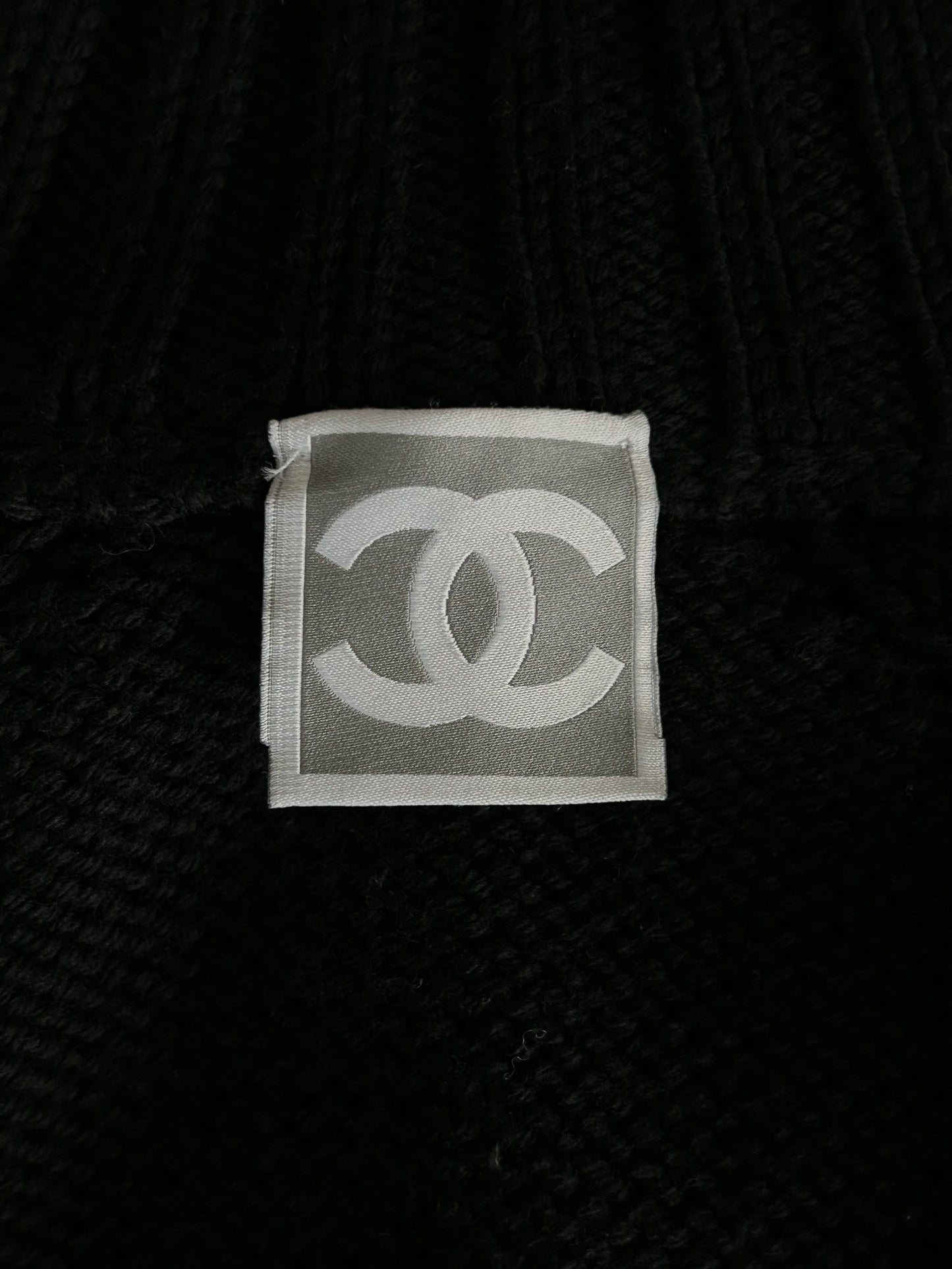 Chanel Black & White CC Logo Women's Zip Up Knít Cardigan