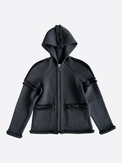 Chanel Black Shearling Women's Zip Up Hoodie