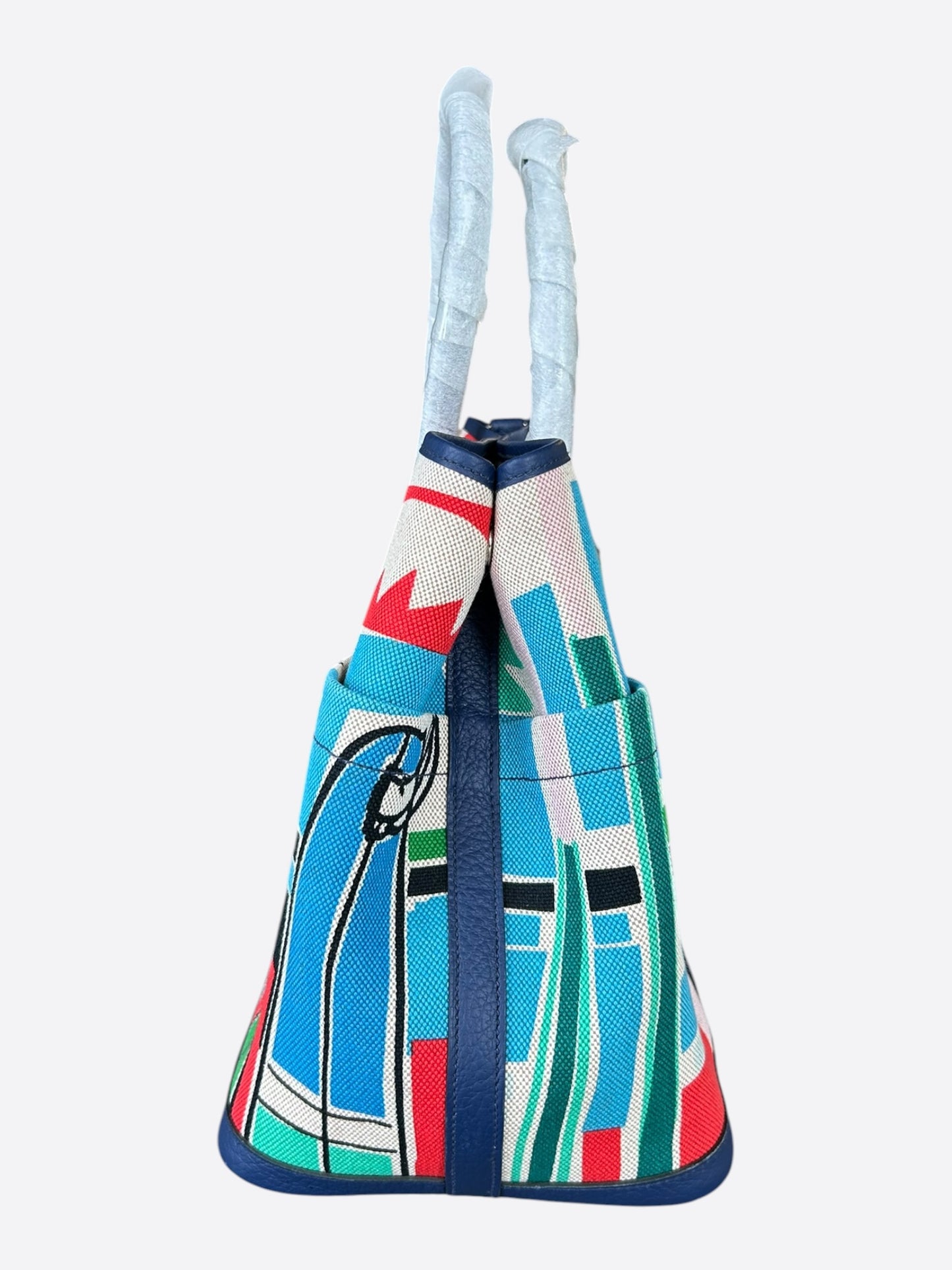 Hermes Navy & Multicolor Sea, Surf & Fun Garden Party Bag