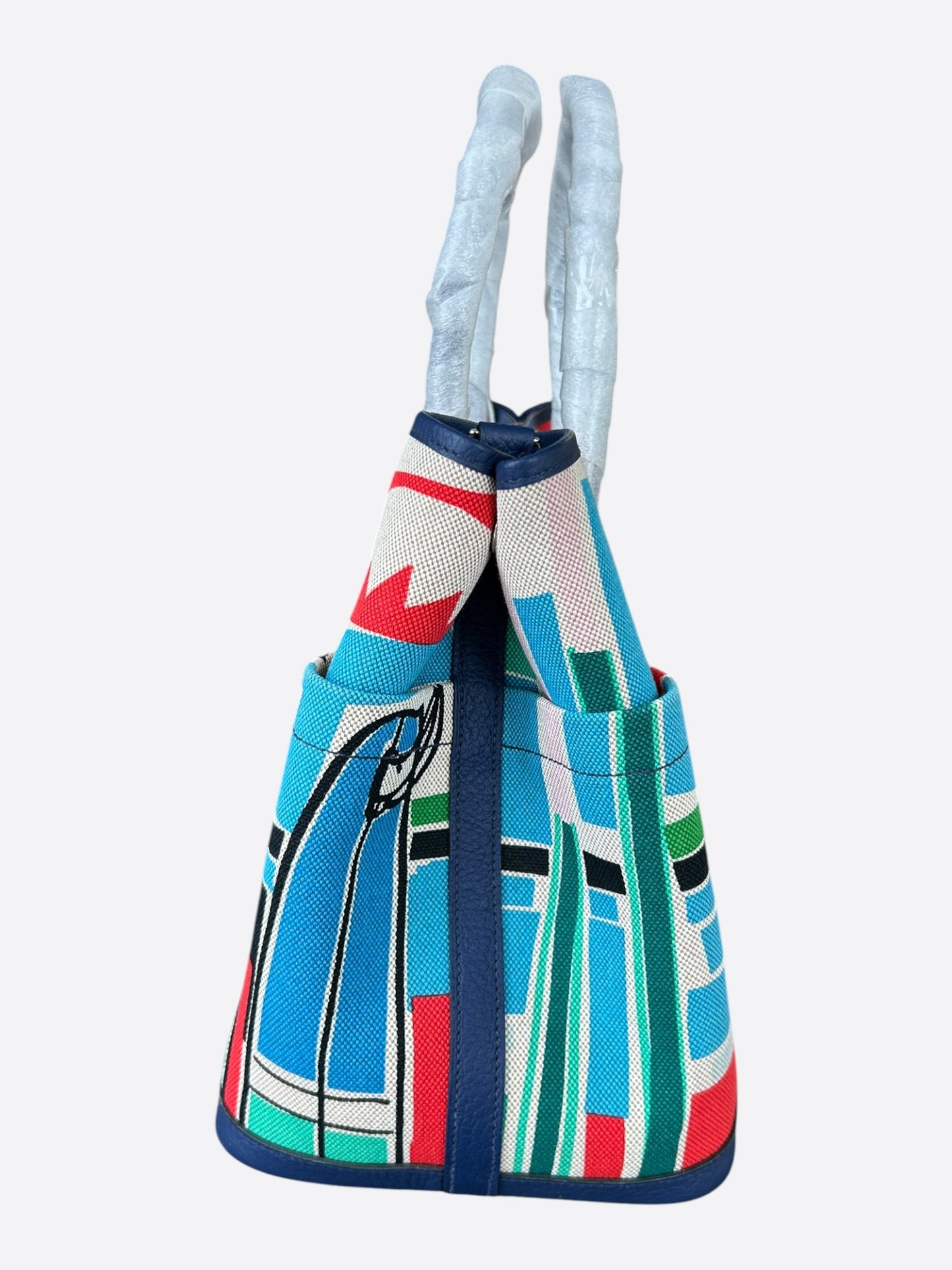Hermes Navy & Multicolor Sea, Surf & Fun Garden Party Bag
