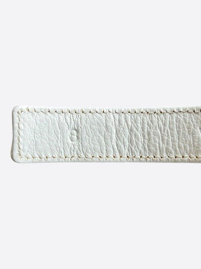 Chrome Hearts White & Rhodium Leather Snap Button Bracelet