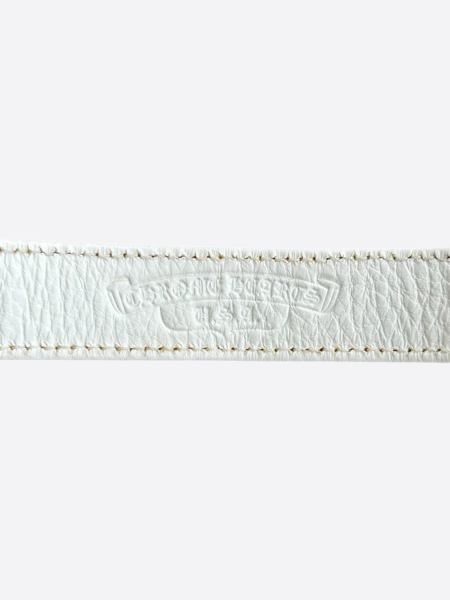 Chrome Hearts White & Rhodium Leather Snap Button Bracelet