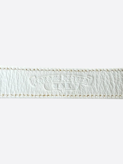 Chrome Hearts White & Rhodium Leather Snap Button Bracelet