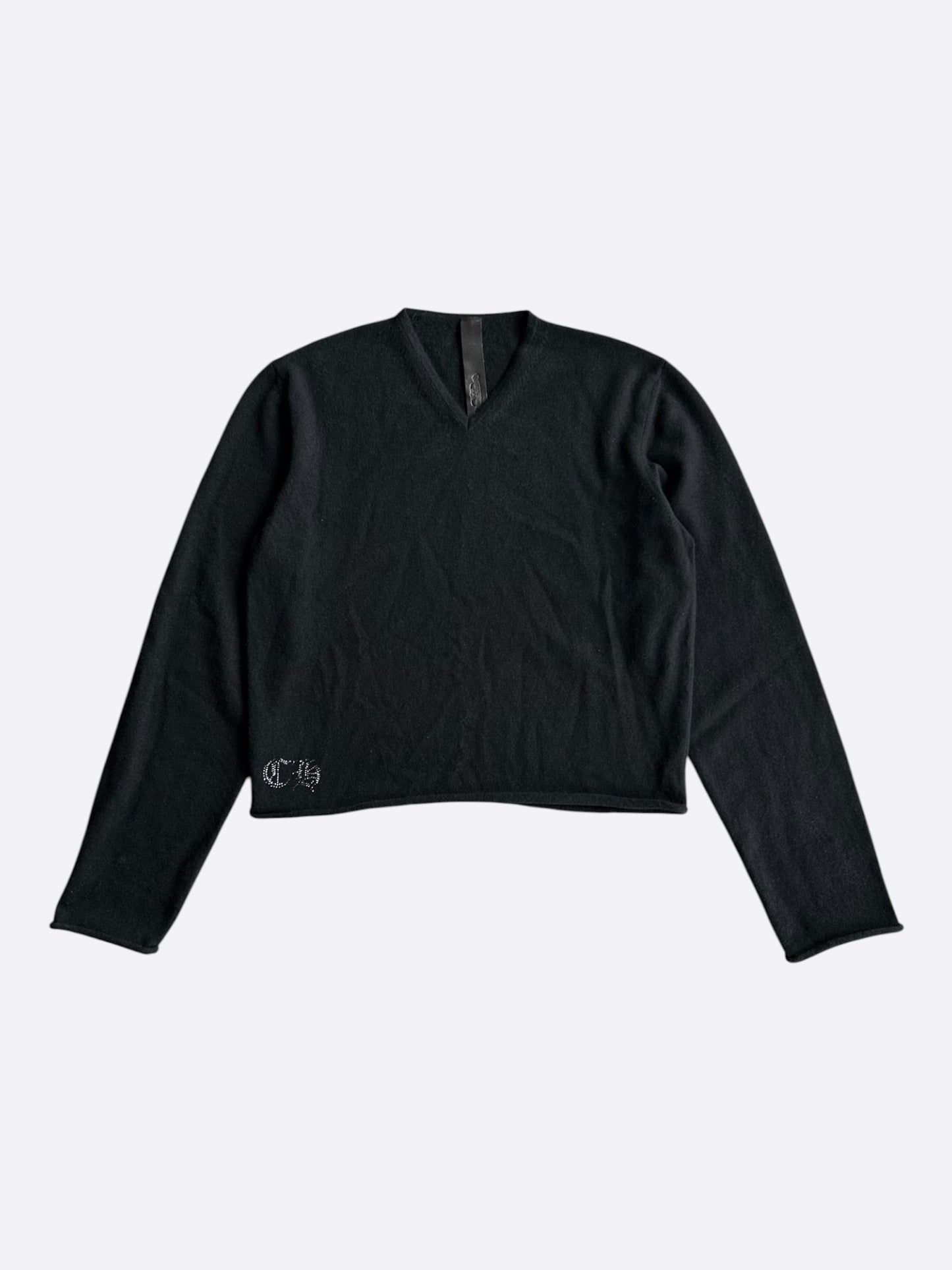Chrome Hearts Black & Rhinestone Cross Women's Cashmere Sweater