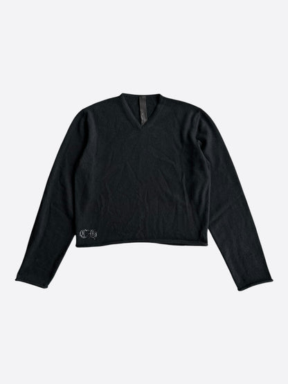 Chrome Hearts Black & Rhinestone Cross Women's Cashmere Sweater