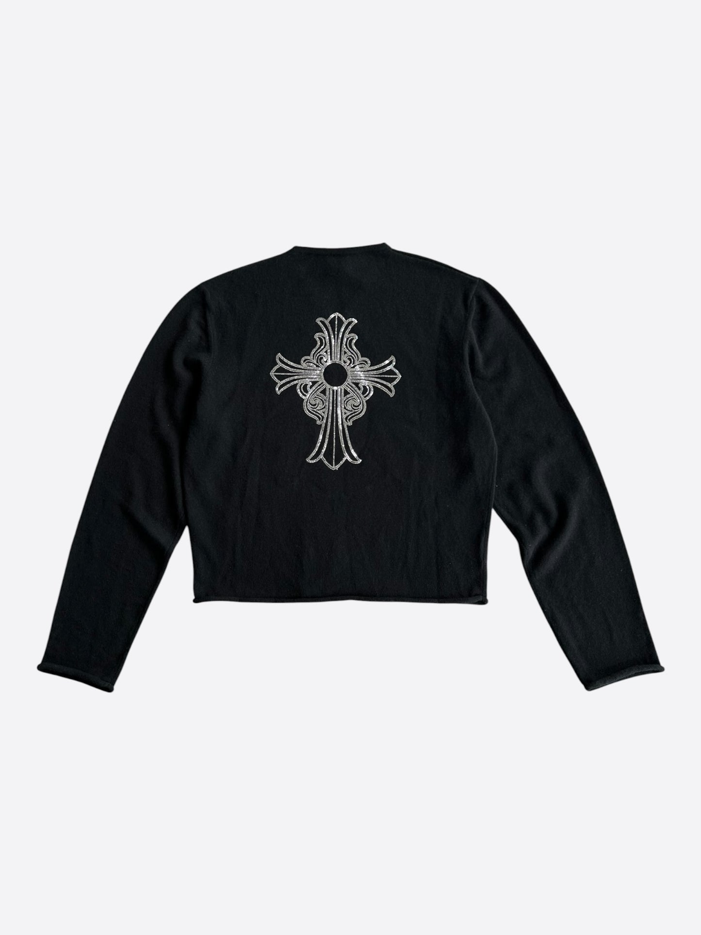 Chrome Hearts Black & Rhinestone Cross Women's Cashmere Sweater