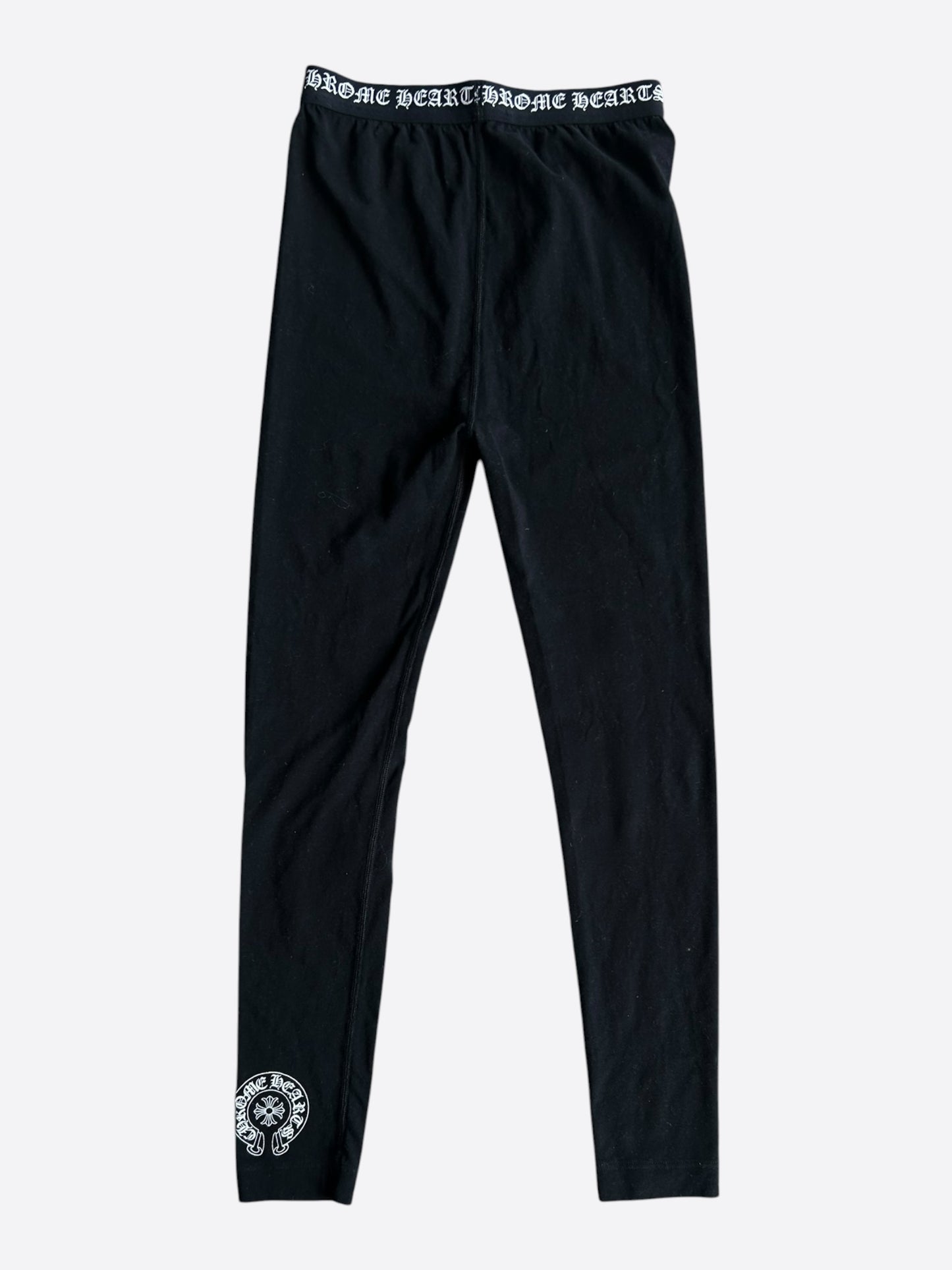 Chrome Hearts Black & White Horseshoe Logo Leggings