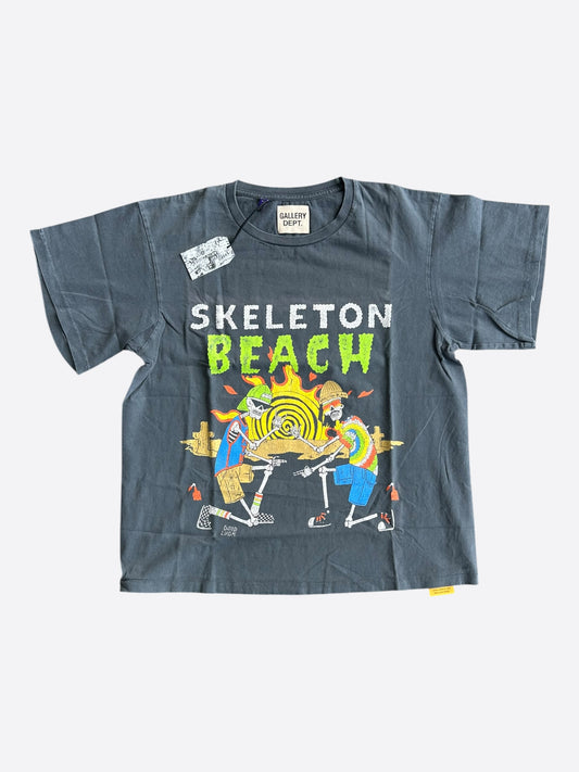 Gallery Dept Vintage Black Skeleton Beach Glitter Logo T-Shirt